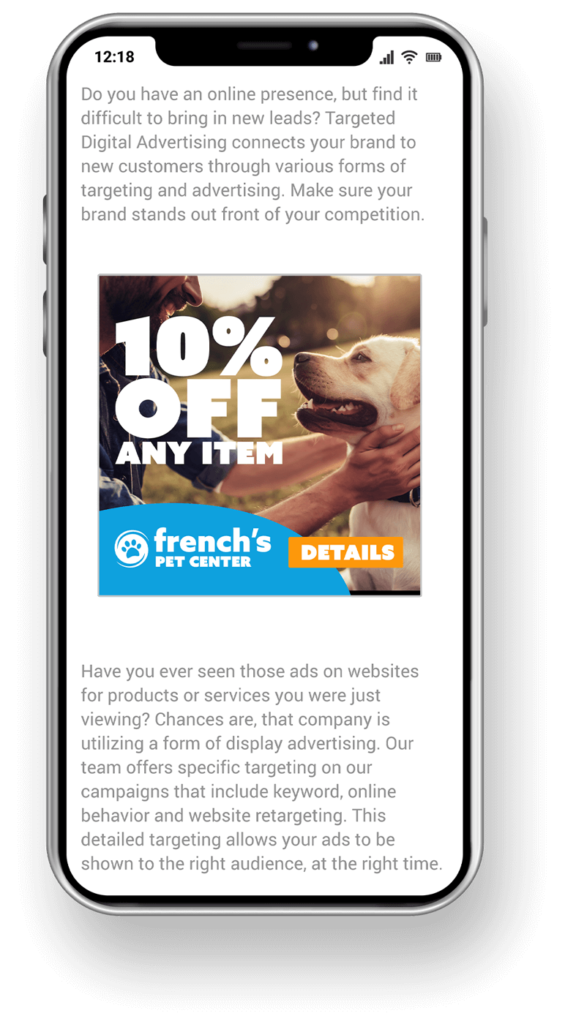a mobile device example of a digital ad